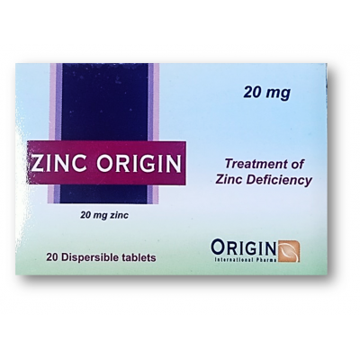 ZINC ORIGIN 20 mg ( Zinc Gluconate ) 20 dispersible tablets
